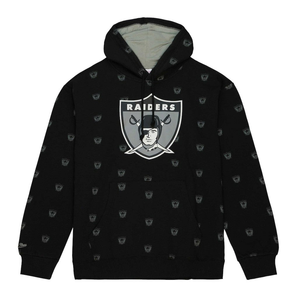 Mitchell & Ness Las Vegas Raiders Allover Print Fleece Pullover Hoodie Black