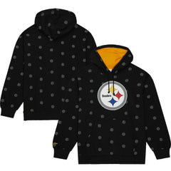 Mitchell & Ness Pittsburgh Steelers Allover Print Fleece Pullover Hoodie Black