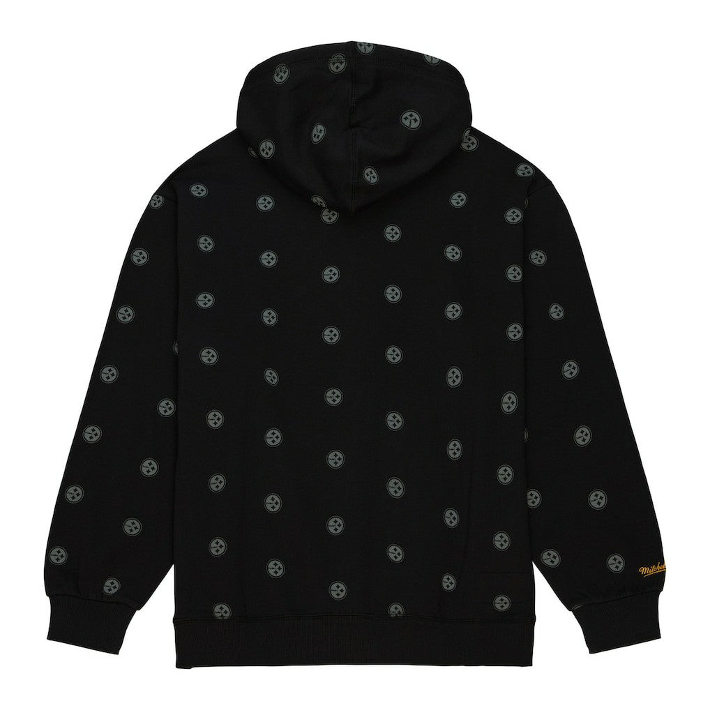 Mitchell & Ness Pittsburgh Steelers Allover Print Fleece Pullover Hoodie Black