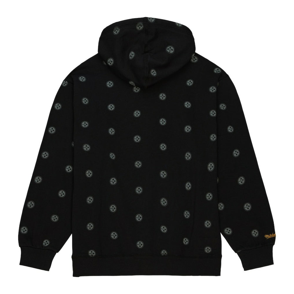 Mitchell & Ness Pittsburgh Steelers Allover Print Fleece Pullover Hoodie Black