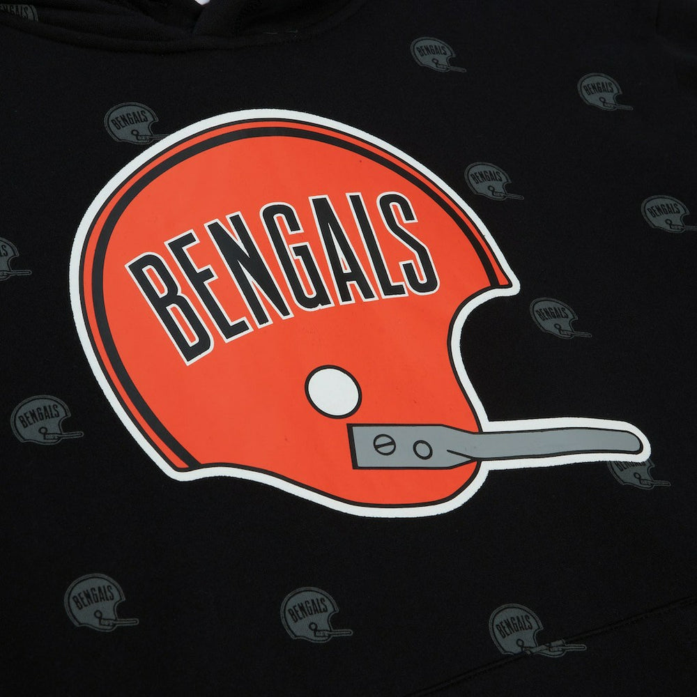 Mitchell & Ness Cincinnati Bengals Allover Print Fleece Pullover Hoodie Black
