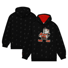 Mitchell & Ness Cleveland Browns Allover Print Fleece Pullover Hoodie Black