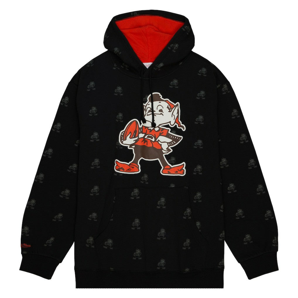 Mitchell & Ness Cleveland Browns Allover Print Fleece Pullover Hoodie Black