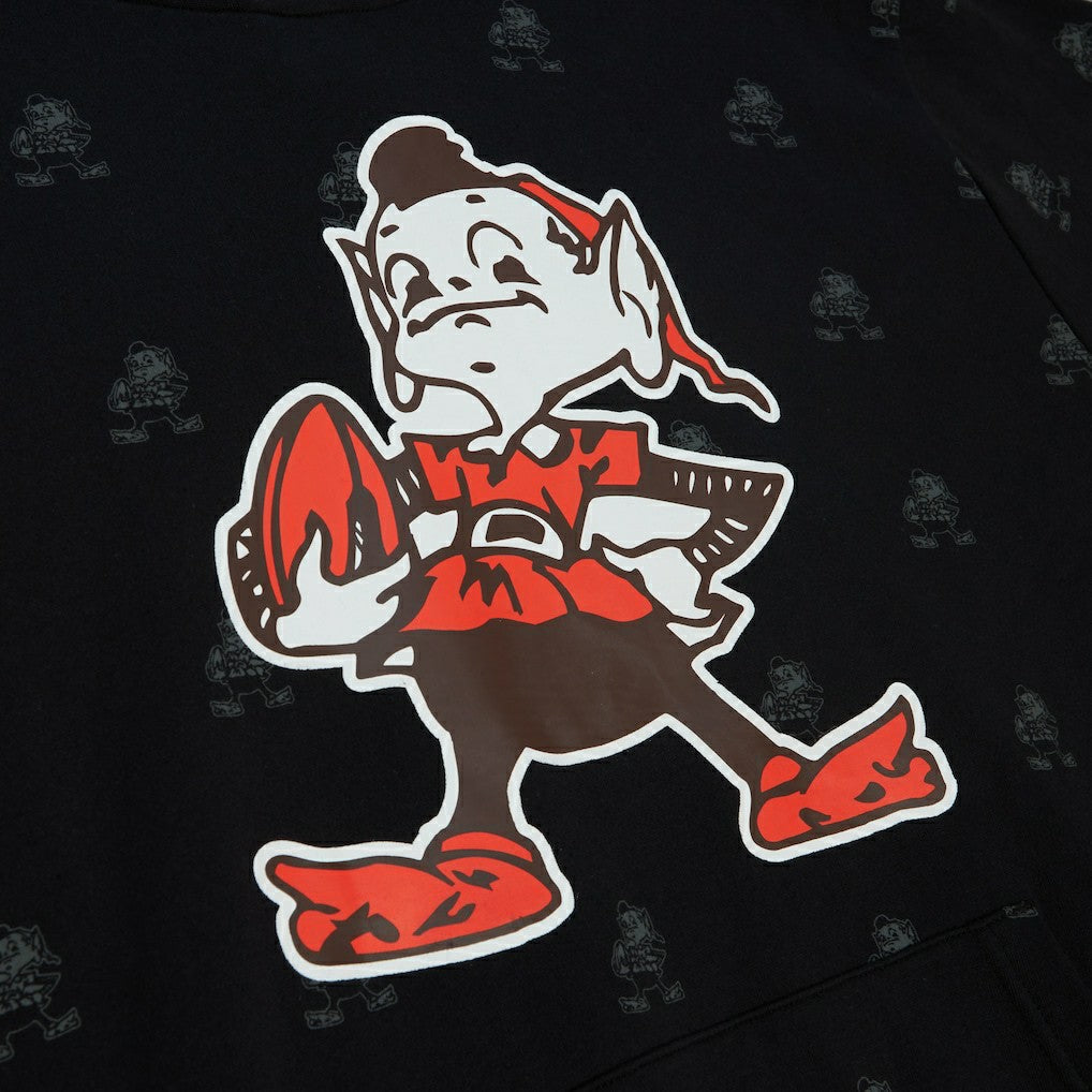 Mitchell & Ness Cleveland Browns Allover Print Fleece Pullover Hoodie Black