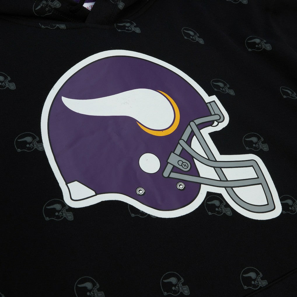 Mitchell & Ness Minnesota Vikings Allover Print Fleece Pullover Hoodie Black