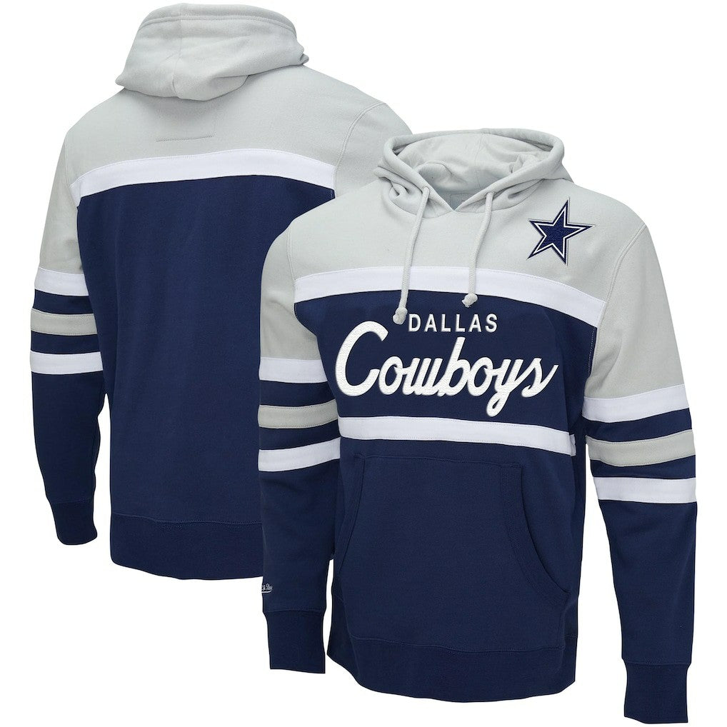 Mitchell & Ness Dallas Cowboys Head Coach Pullover Hoodie Navy/Heather Gray