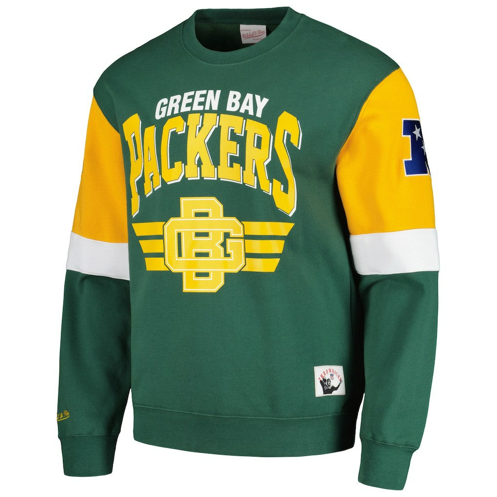 Mitchell & Ness Green Bay Packers Gridiron Classics Allover 3.0 Pullover Sweatshirt Green