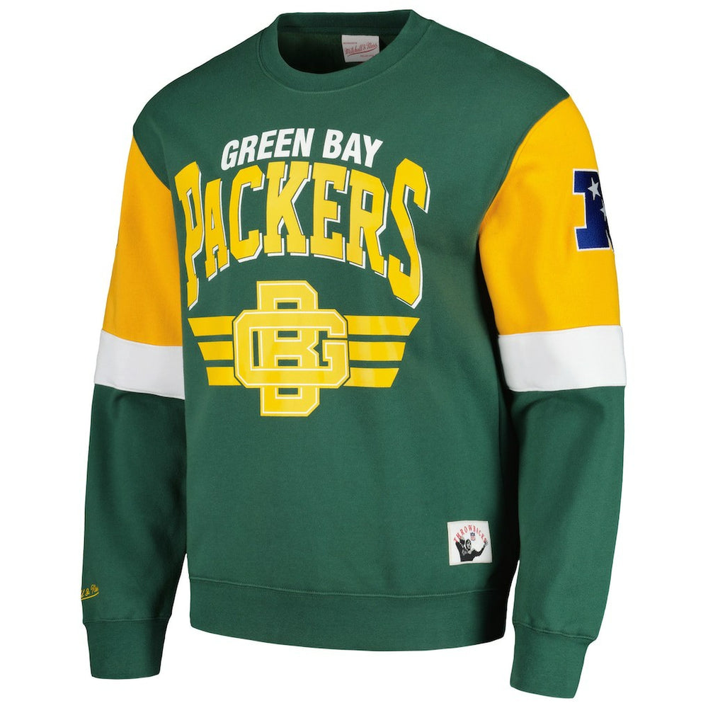 Mitchell & Ness Green Bay Packers Gridiron Classics Allover 3.0 Pullover Sweatshirt Green