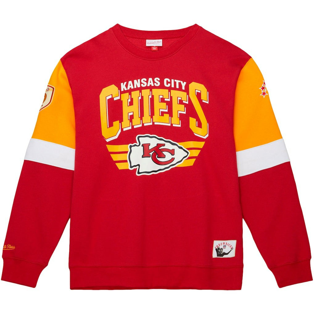 Mitchell & Ness Kansas City Chiefs Gridiron Classics Allover 3.0 Pullover Sweatshirt Scarlet