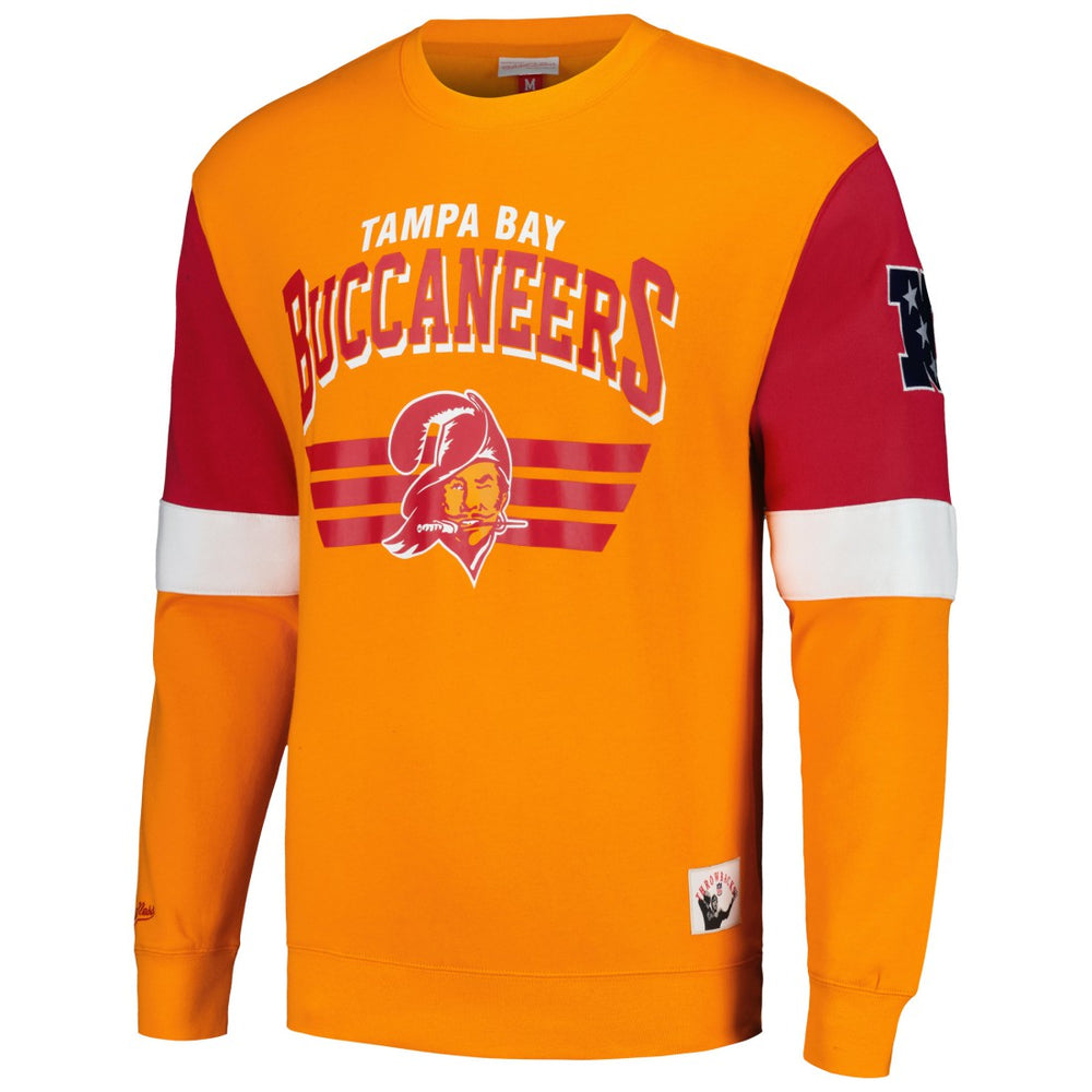 Mitchell & Ness Tampa Bay Buccaneers Gridiron Classics Allover 3.0 Pullover Sweatshirt Orange