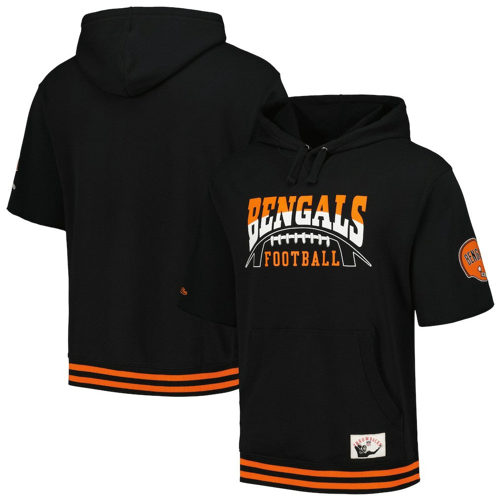 Mitchell & Ness Cincinnati Bengals Pre-Game Short Sleeve Pullover Hoodie Black
