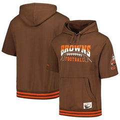 Mitchell & Ness Cleveland Browns Pre-Game Short Sleeve Pullover Hoodie Brown