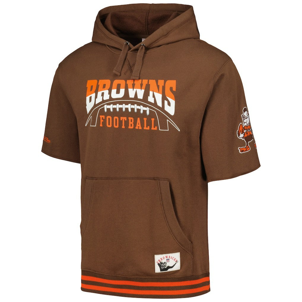 Mitchell & Ness Cleveland Browns Pre-Game Short Sleeve Pullover Hoodie Brown