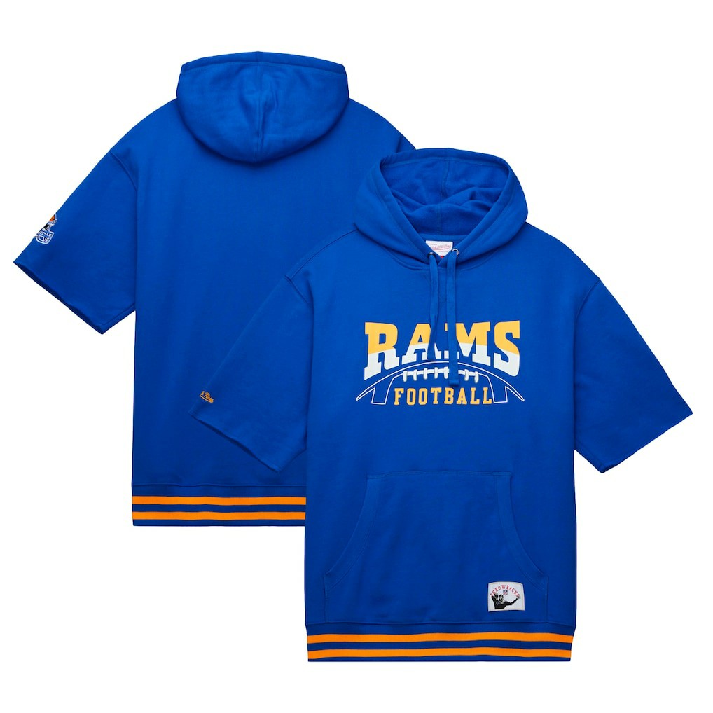 Mitchell & Ness Los Angeles Rams Pre-Game Short Sleeve Pullover Hoodie Royal