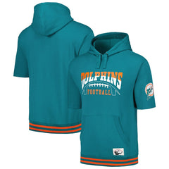 Mitchell & Ness Miami Dolphins Pre-Game Short Sleeve Pullover Hoodie Aqua