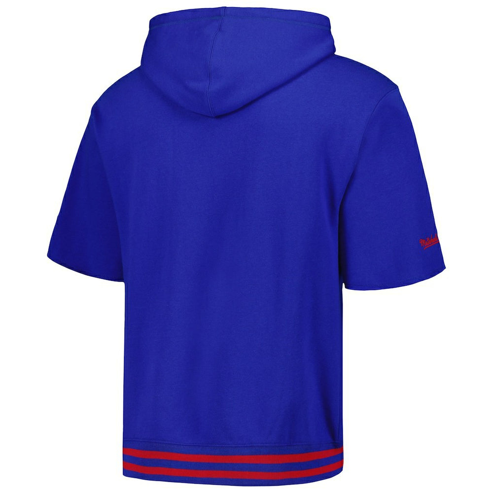 Mitchell & Ness New England Patriots Pre-Game Short Sleeve Pullover Hoodie Royal