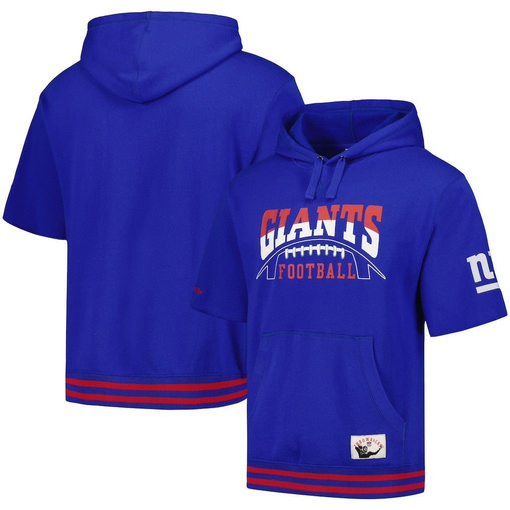 Mitchell & Ness New York Giants Pre-Game Short Sleeve Pullover Hoodie Royal