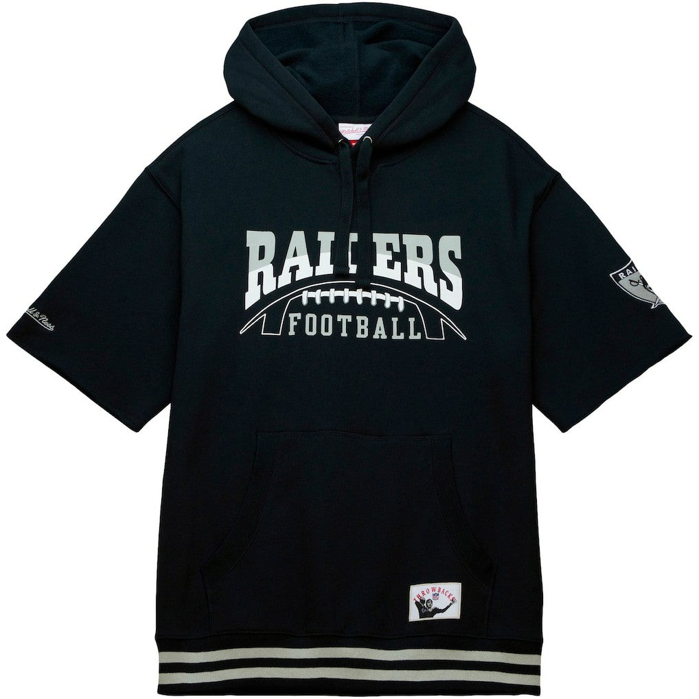 Mitchell & Ness Las Vegas Raiders Pre-Game Short Sleeve Pullover Hoodie Black