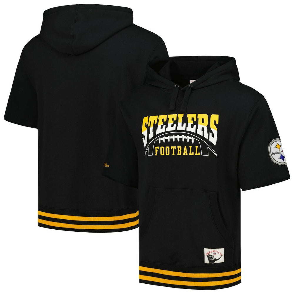 Mitchell & Ness Pittsburgh Steelers Pre-Game Short Sleeve Pullover Hoodie Black