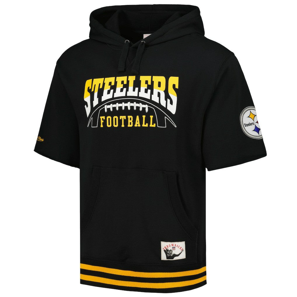 Mitchell & Ness Pittsburgh Steelers Pre-Game Short Sleeve Pullover Hoodie Black