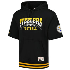 Mitchell & Ness Pittsburgh Steelers Pre-Game Short Sleeve Pullover Hoodie Black