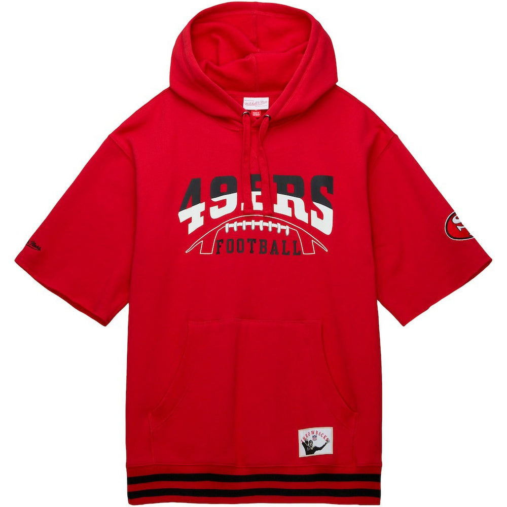 Mitchell & Ness San Francisco 49ers Pre-Game Short Sleeve Pullover Hoodie Scarlet