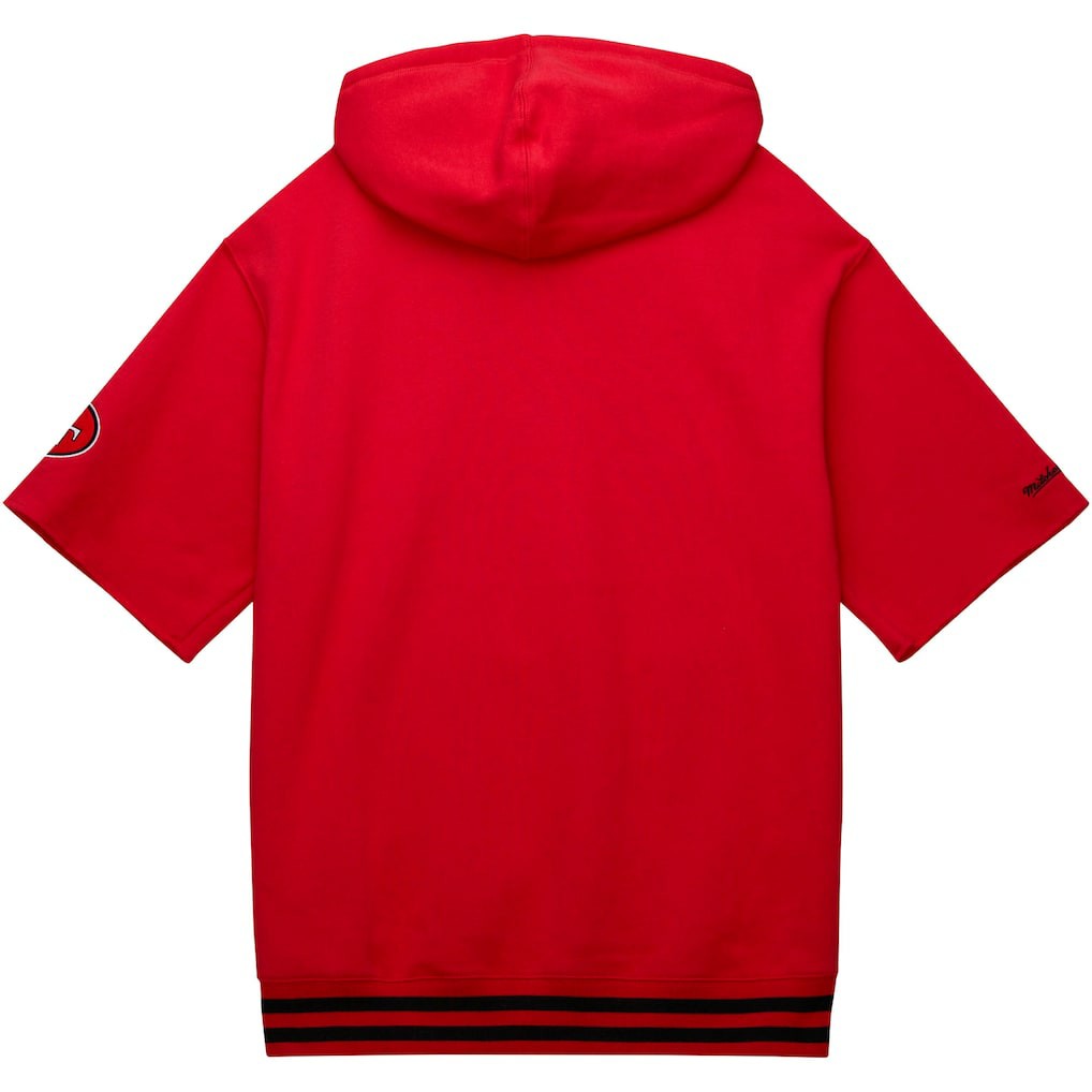 Mitchell & Ness San Francisco 49ers Pre-Game Short Sleeve Pullover Hoodie Scarlet