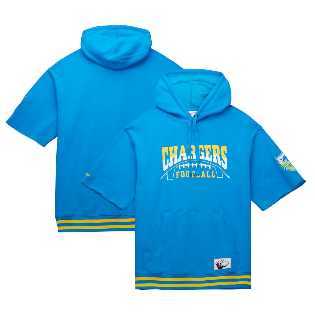 Mitchell & Ness Los Angeles Chargers Pre-Game Short Sleeve Pullover Hoodie Powder Blue