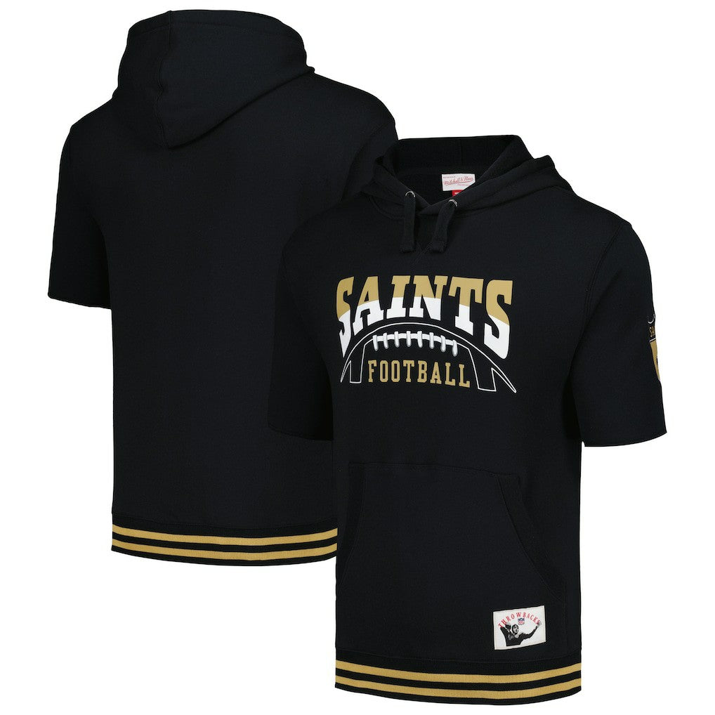 Mitchell & Ness New Orleans Saints Pre-Game Short Sleeve Pullover Hoodie Black