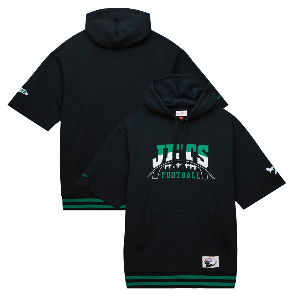 Mitchell & Ness New York Jets Pre-Game Short Sleeve Pullover Hoodie Black