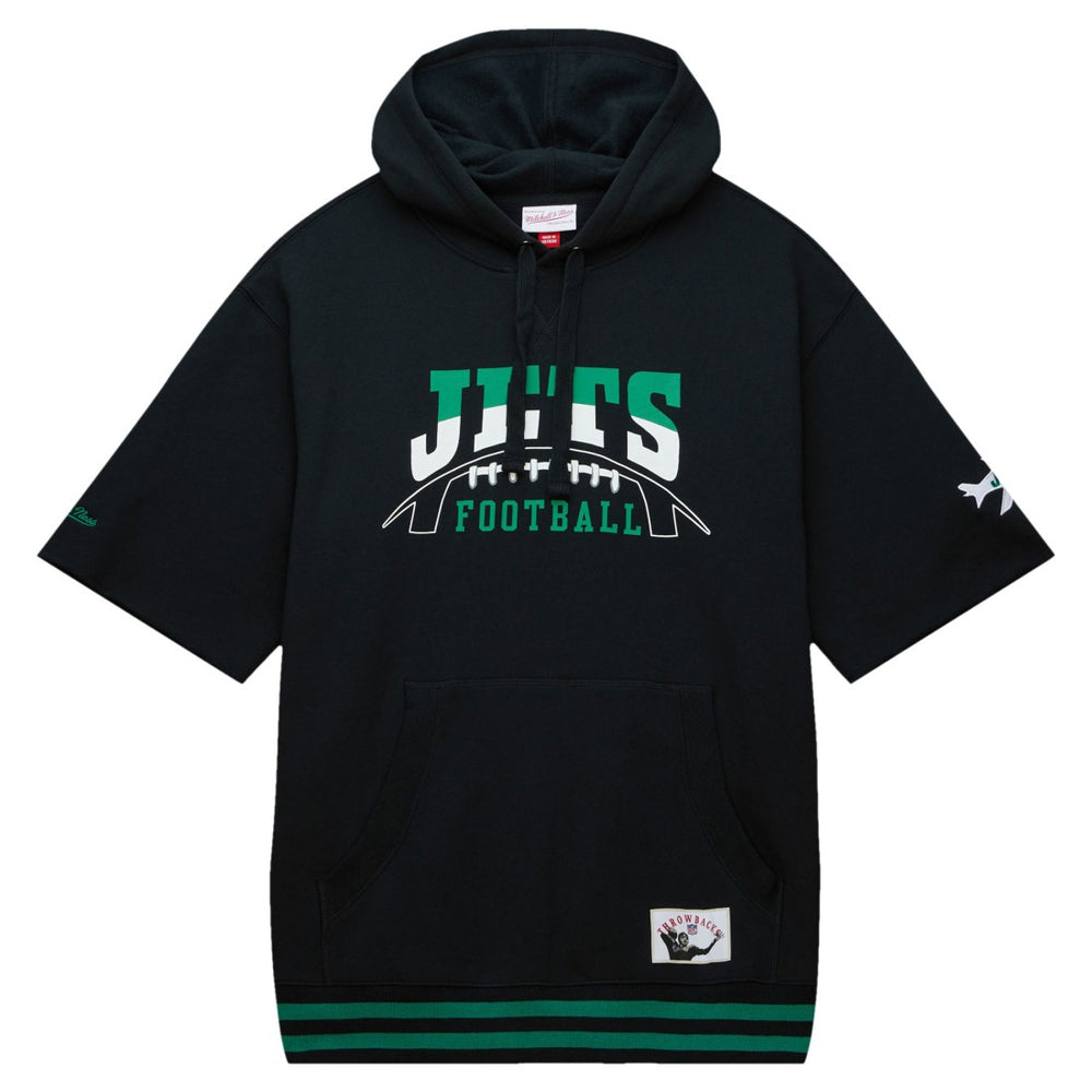 Mitchell & Ness New York Jets Pre-Game Short Sleeve Pullover Hoodie Black