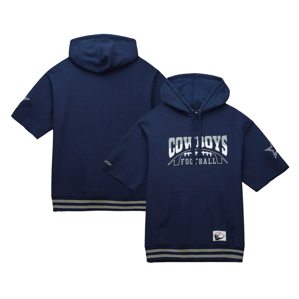 Mitchell & Ness Dallas Cowboys Pre-Game Short Sleeve Pullover Hoodie Navy