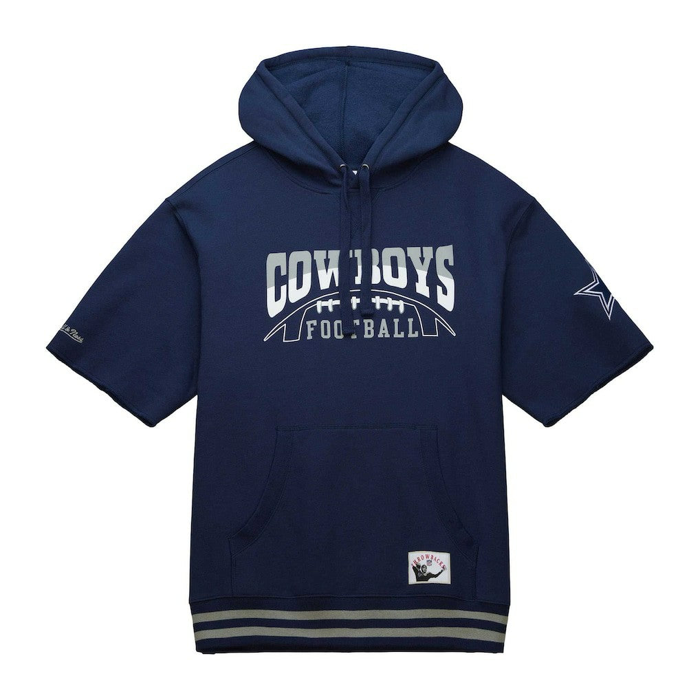 Mitchell & Ness Dallas Cowboys Pre-Game Short Sleeve Pullover Hoodie Navy