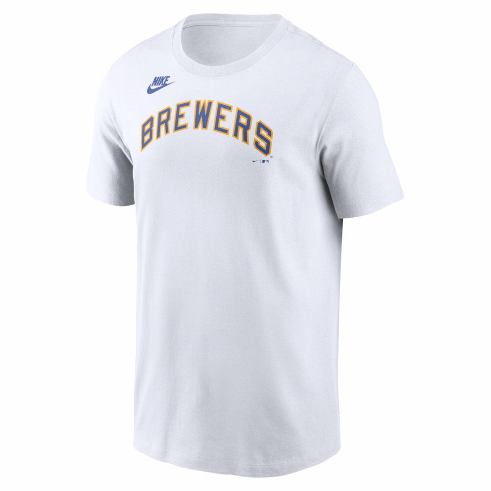 Milwaukee Brewers Nike Cooperstown Collection Wordmark T-Shirt - White - Nike Discount