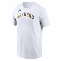 Milwaukee Brewers Nike Cooperstown Collection Wordmark T-Shirt - White - Nike Discount