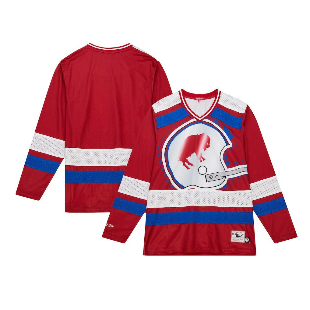 Mitchell & Ness Buffalo Bills Women's Big Face 7.0 Long Sleeve Jersey T-Shirt Red
