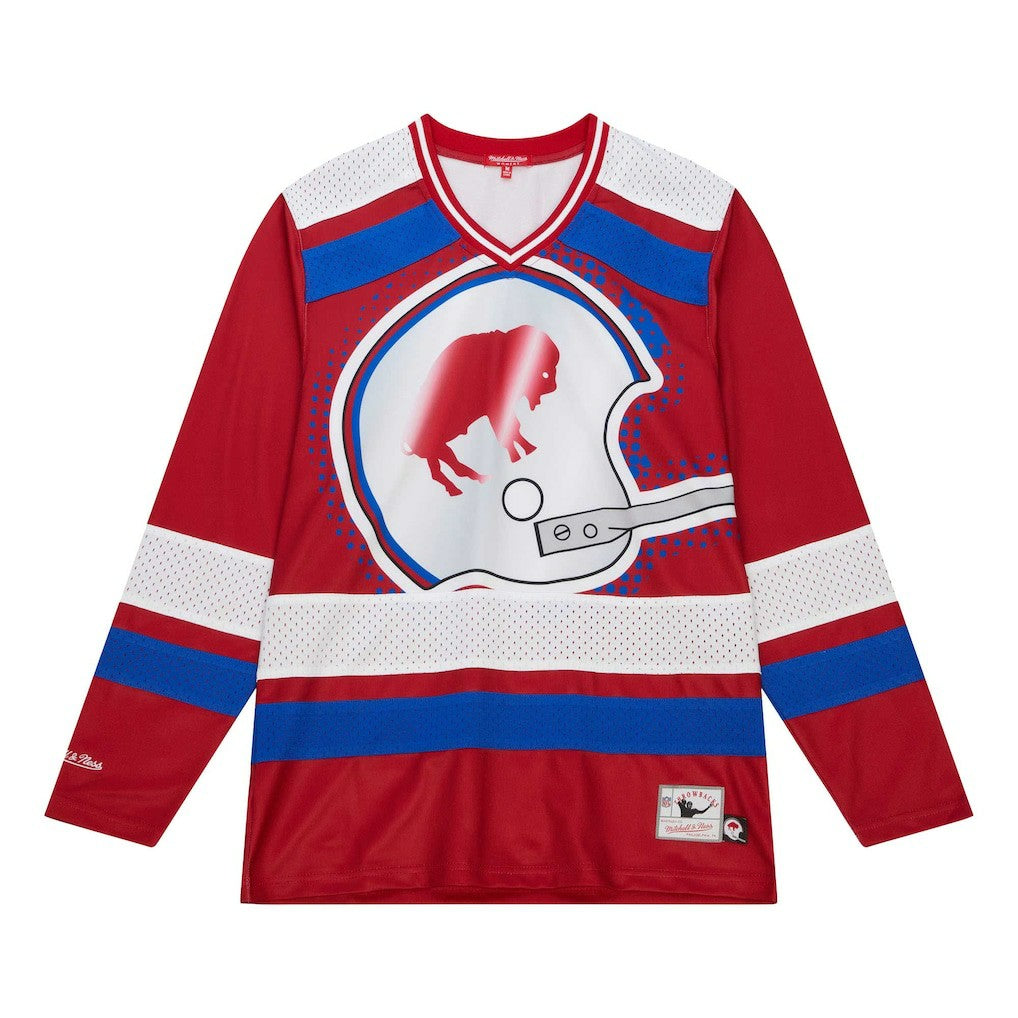 Mitchell & Ness Buffalo Bills Women's Big Face 7.0 Long Sleeve Jersey T-Shirt Red