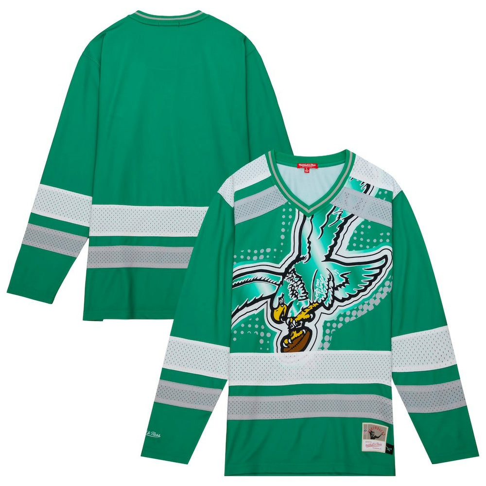 Mitchell & Ness Philadelphia Eagles Women's Big Face 7.0 Long Sleeve Jersey T-Shirt Green