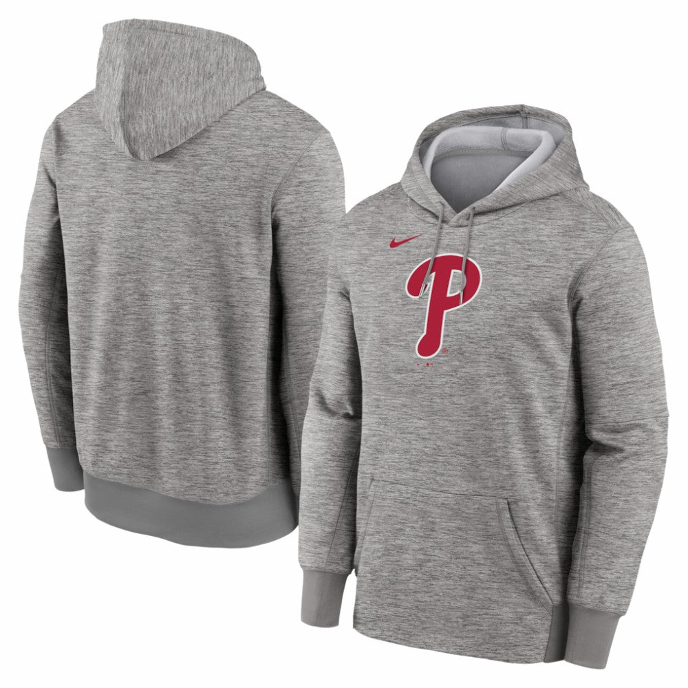 Philadelphia Phillies Nike Primary Logo Therma Hoodie - Heather Gray - Nike Lifestyle