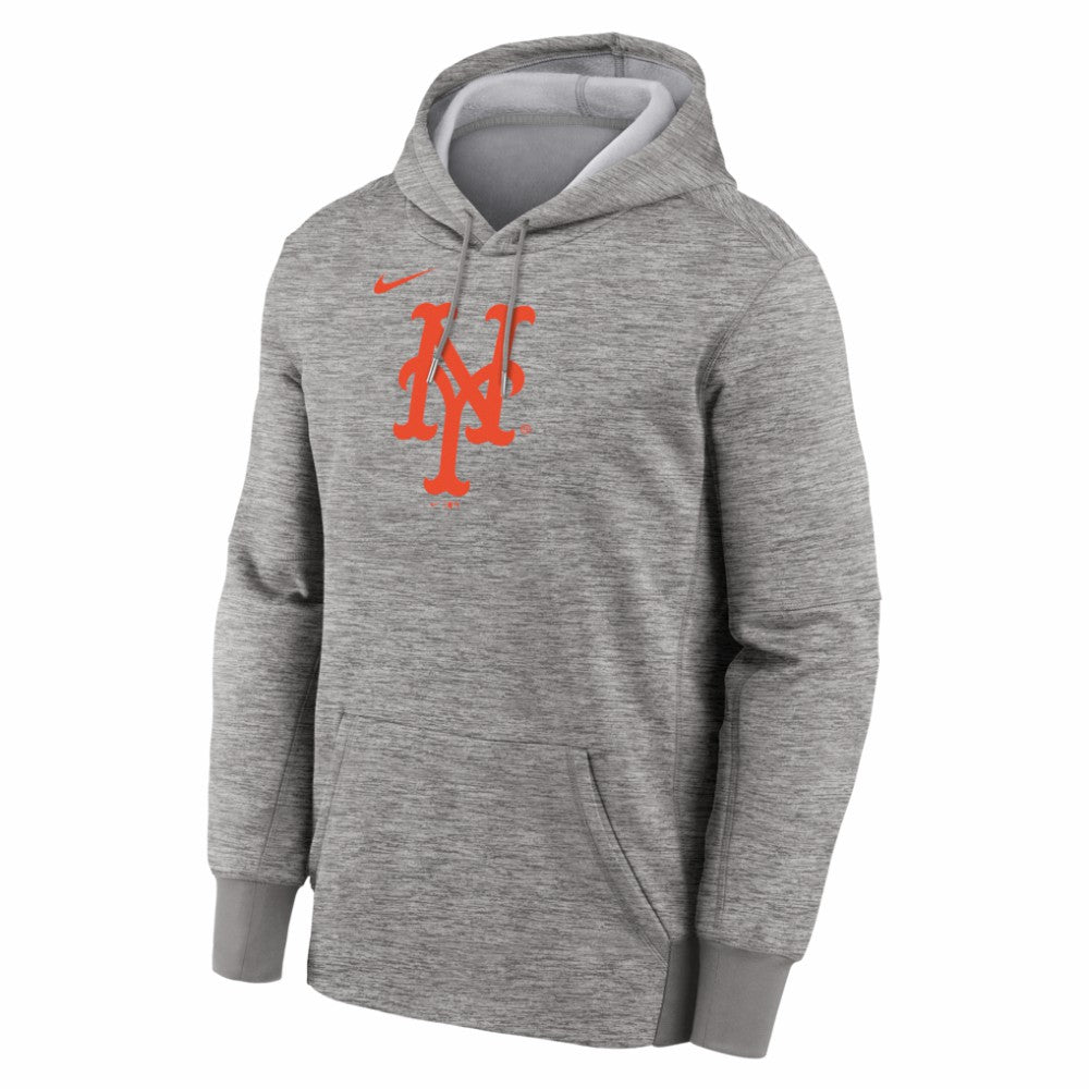 New York Mets Nike Primary Logo Therma Hoodie - Heather Gray - Nike Discount