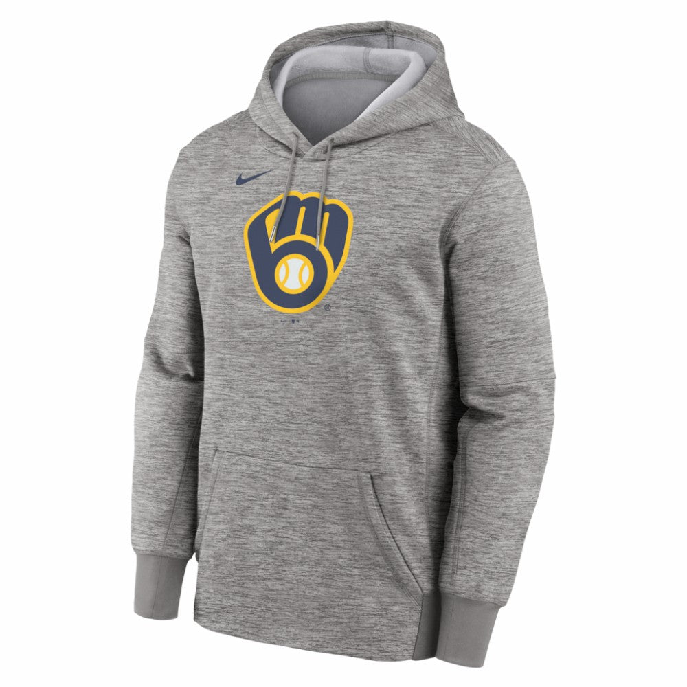 Milwaukee Brewers Nike Primary Logo Therma Hoodie - Heather Gray - Nike Discount