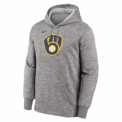 Milwaukee Brewers Nike Primary Logo Therma Hoodie - Heather Gray - Nike Discount