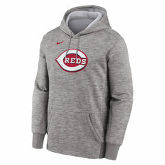 Cincinnati Reds Nike Primary Logo Therma Hoodie - Heather Gray - Nike on Sale