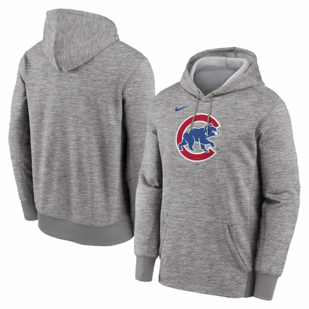 Chicago Cubs Nike Primary Logo Therma Hoodie - Heather Gray - Nike Online