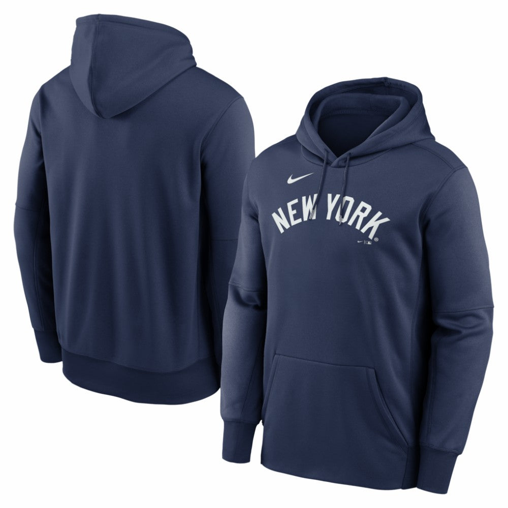 New York Yankees Nike Primary Wordmark Therma Hoodie - Navy - Nike on Sale