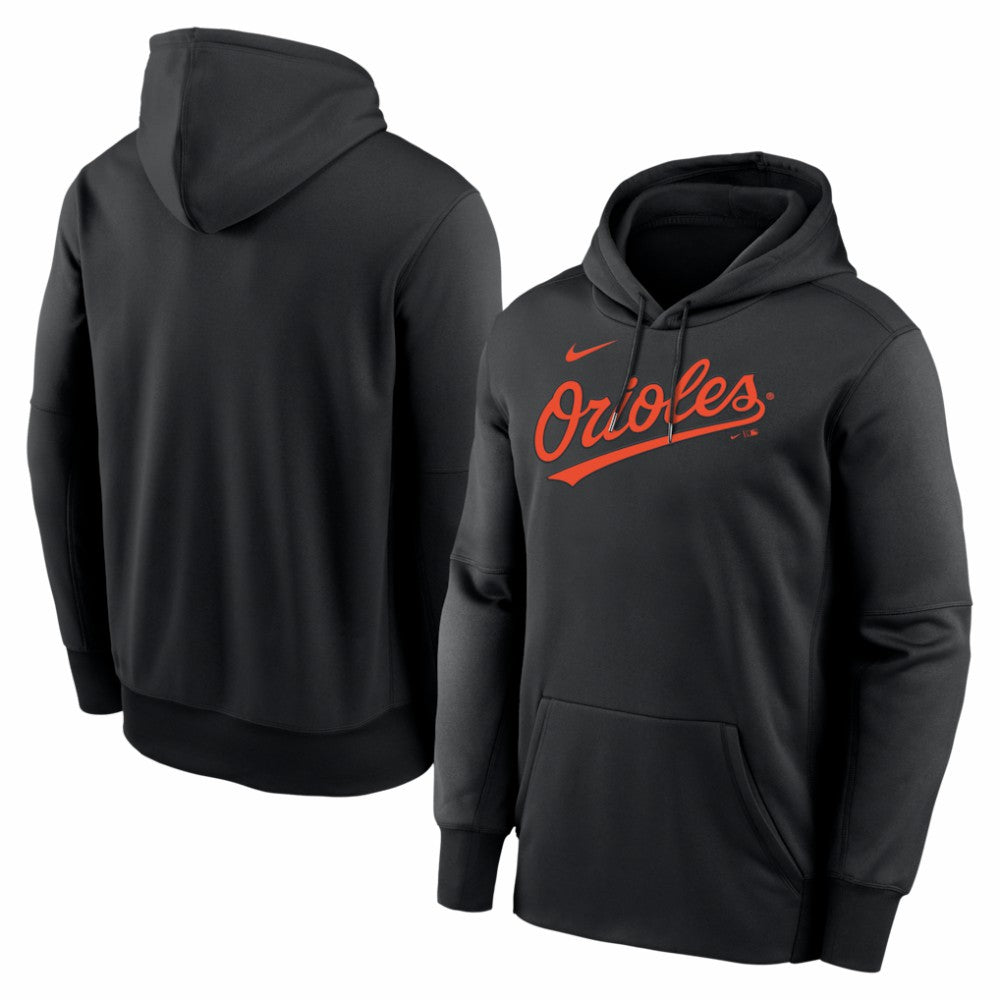 Baltimore Orioles Nike Primary Wordmark Therma Hoodie - Black - Nike on Sale