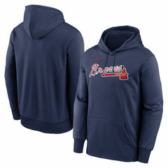 Atlanta Braves Nike Primary Wordmark Therma Hoodie - Navy - Nike Sale