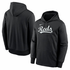 Cincinnati Reds Nike Primary Wordmark Therma Hoodie - Black - Nike Lifestyle