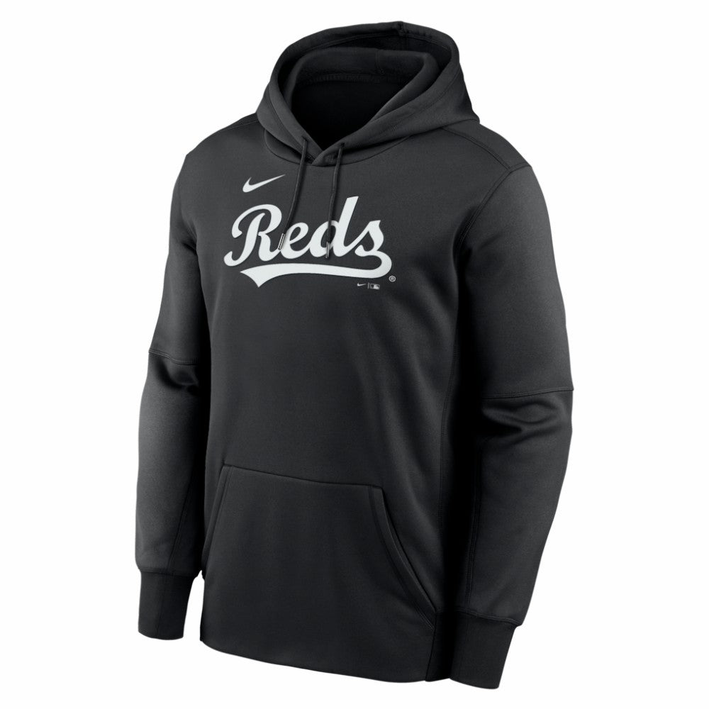 Cincinnati Reds Nike Primary Wordmark Therma Hoodie - Black - Nike Lifestyle