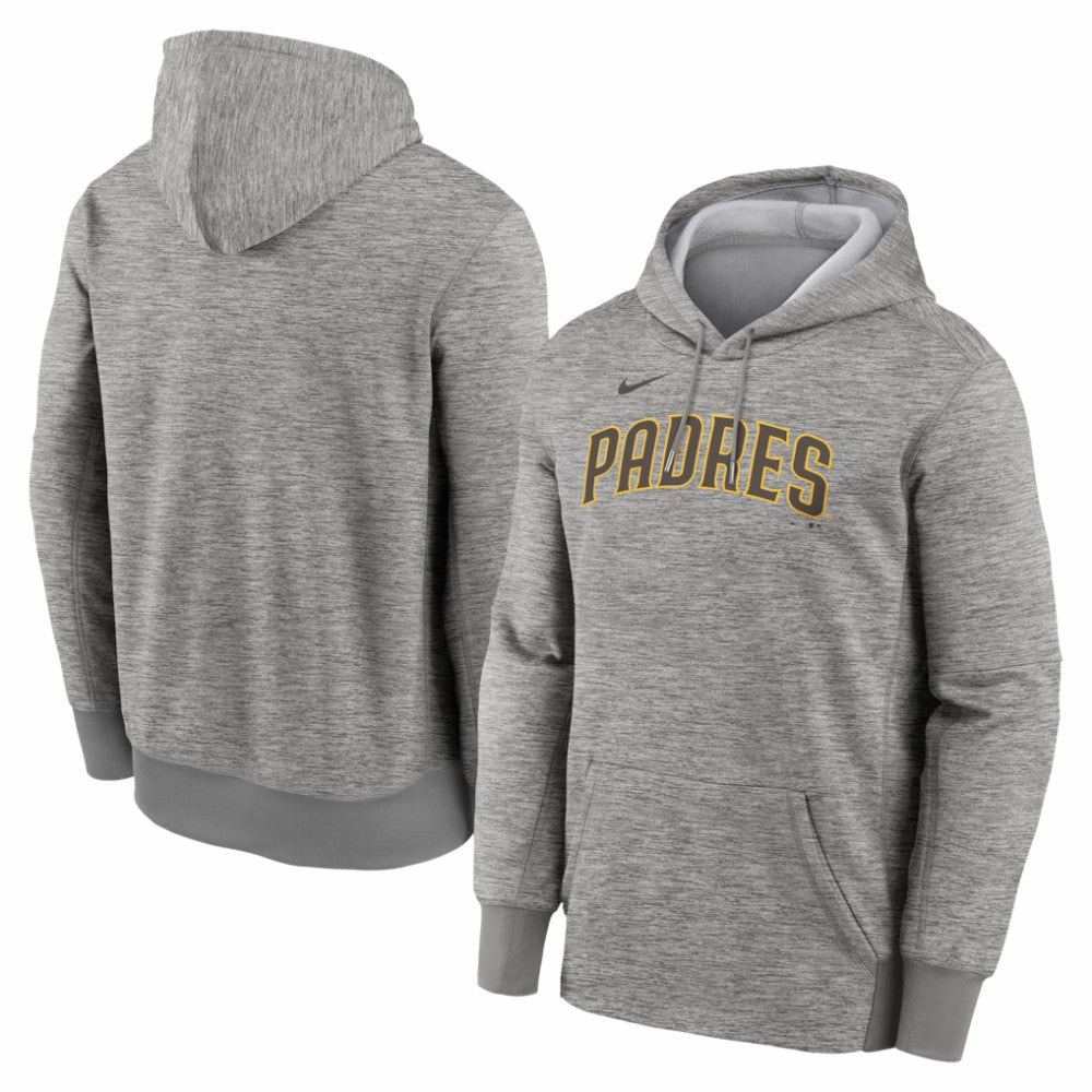 San Diego Padres Nike Primary Wordmark Therma Hoodie - Heather Gray - Nike Online
